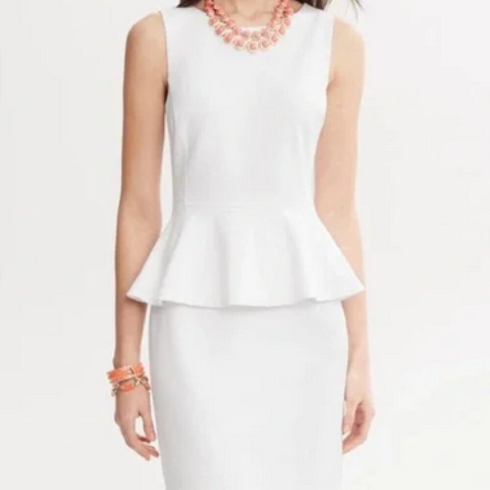 Banana Republic White Peplum Dress - Size 8